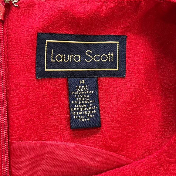 Laura Scott.  Fitted Red Damask Dress - Picture 4 of 8